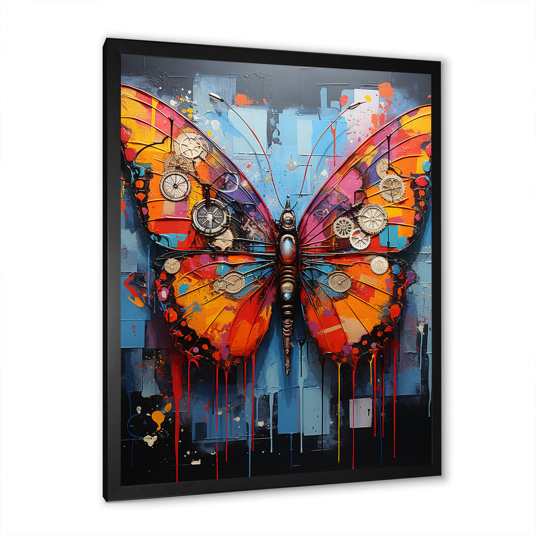 Street Art Colorful Butterfly - Multi-Color Butterfly Wall Art