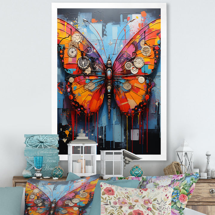 Street Art Colorful Butterfly - Multi-Color Butterfly Wall Art