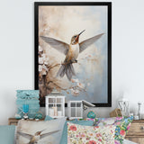 Fluttering Floral Hummingbird - Hummingbird Framed Canvas Art