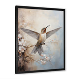 Fluttering Floral Hummingbird - Hummingbird Framed Canvas Art