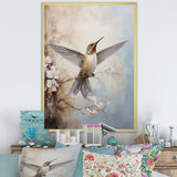 Fluttering Floral Hummingbird - Hummingbird Framed Canvas Art