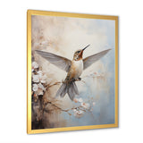 Fluttering Floral Hummingbird - Hummingbird Framed Canvas Art