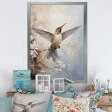 Fluttering Floral Hummingbird - Hummingbird Framed Canvas Art