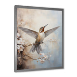 Fluttering Floral Hummingbird - Hummingbird Framed Canvas Art
