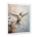 Fluttering Floral Hummingbird - Hummingbird Framed Canvas Art