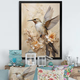 Fluttering Floral Hummingbird I - Animals Canvas Wall Art