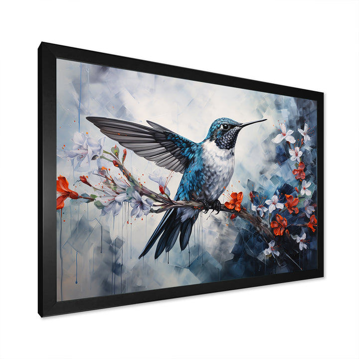 Hummingbird Floral Harmony - Hummingbird Large Canvas Wall Art