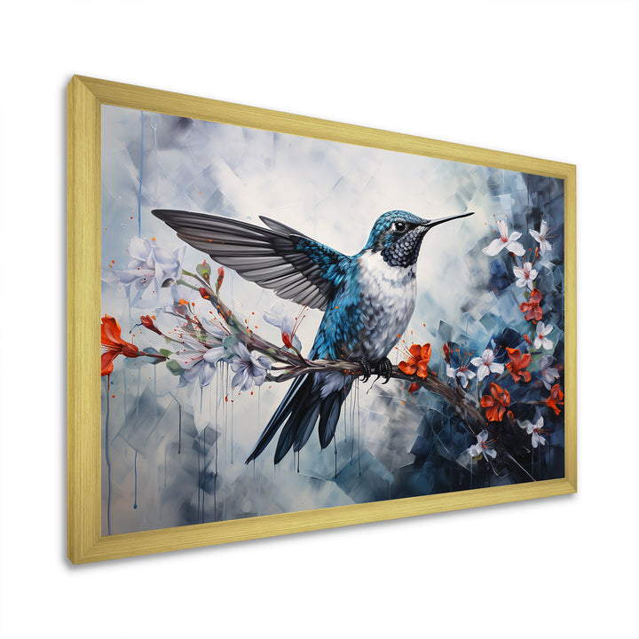 Hummingbird Floral Harmony - Hummingbird Large Canvas Wall Art