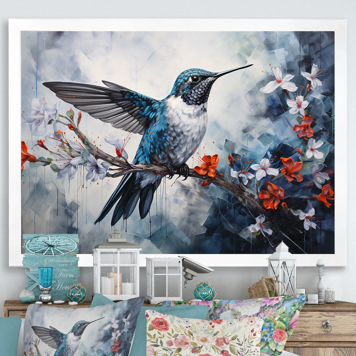 Hummingbird Floral Harmony - Hummingbird Large Canvas Wall Art