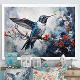 Hummingbird Floral Harmony - Hummingbird Large Canvas Wall Art