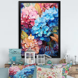 Blue And Orange Hydrangea Blooming II - Floral Canvas Wall Art