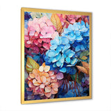 Blue And Orange Hydrangea Blooming II - Floral Canvas Wall Art