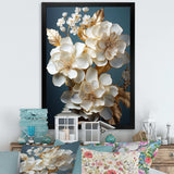 Baroque Hydrangea White And Gold I - Floral Canvas Wall Art