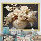 Baroque Hydrangea White And Gold VII - Floral Canvas Wall Art