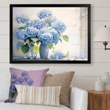 Blue Hydrangea Farmhouse Still Life - Floral Canvas Wall Art