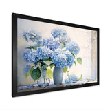 Blue Hydrangea Farmhouse Still Life - Floral Canvas Wall Art