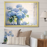 Blue Hydrangea Farmhouse Still Life - Floral Canvas Wall Art