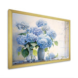 Blue Hydrangea Farmhouse Still Life - Floral Canvas Wall Art