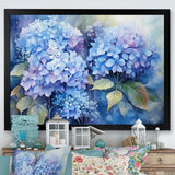 Blue Hydrangea Farmhouse Still Life I - Floral Canvas Wall Art