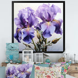 Purple Irises Realistic Splendor - Floral Canvas Wall Art