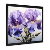 Purple Irises Realistic Splendor - Floral Canvas Wall Art