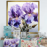 Purple Irises Realistic Splendor - Floral Canvas Wall Art