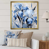 Blue And White Garden Of Irises - Floral Canvas Wall Art