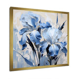 Blue And White Garden Of Irises - Floral Canvas Wall Art