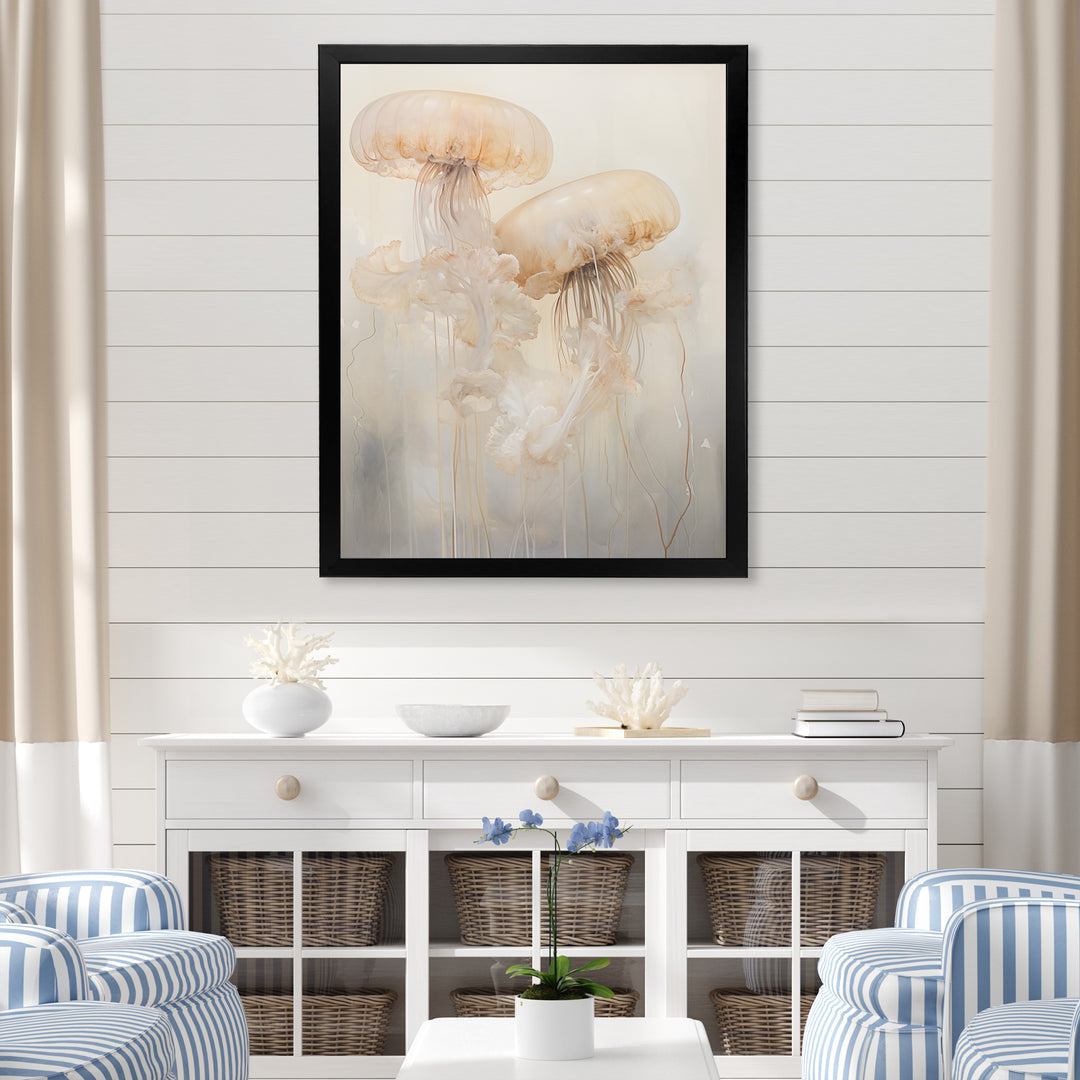 Minimalism White Jellyfish Dreams - Jellyfish Canvas Wall Art