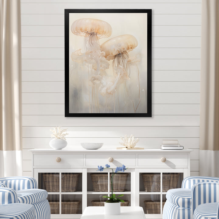 Minimalism White Jellyfish Dreams - Jellyfish Canvas Wall Art