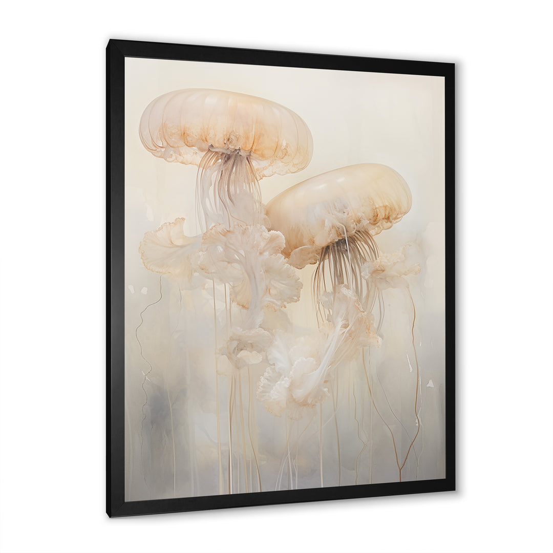 Minimalism White Jellyfish Dreams - Jellyfish Canvas Wall Art