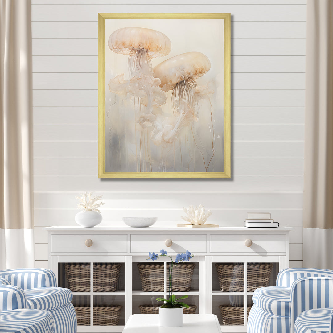 Minimalism White Jellyfish Dreams - Jellyfish Canvas Wall Art