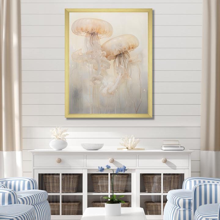 Minimalism White Jellyfish Dreams - Jellyfish Canvas Wall Art