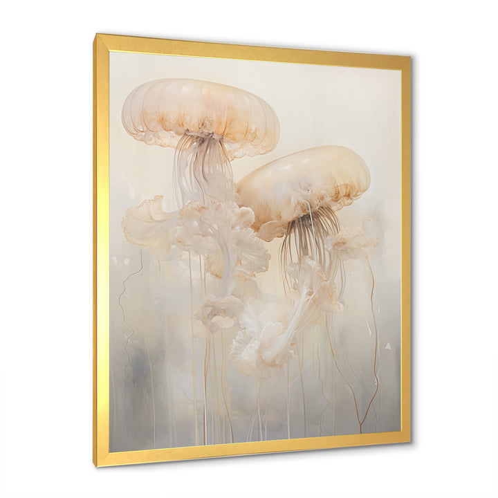Minimalism White Jellyfish Dreams - Jellyfish Canvas Wall Art