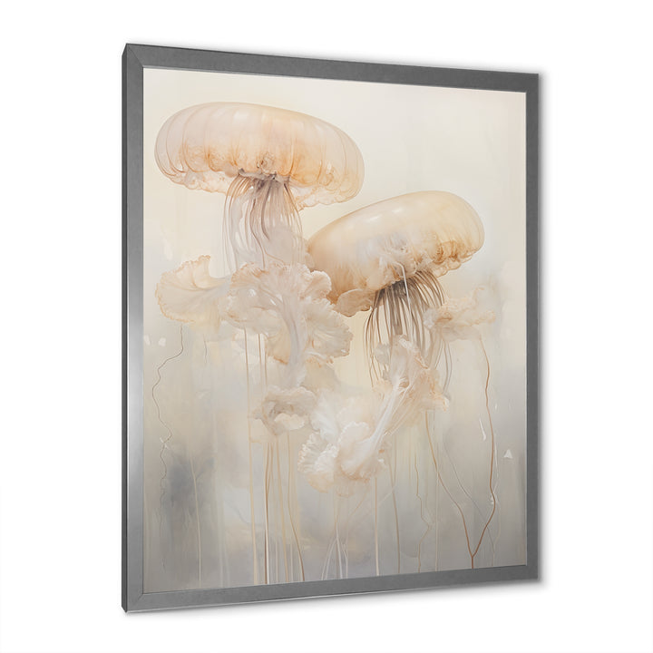Minimalism White Jellyfish Dreams - Jellyfish Canvas Wall Art