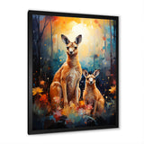 Cute Kangaroo Flower Oasis - Kangaroo Framed Canvas Art