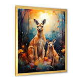 Cute Kangaroo Flower Oasis - Kangaroo Framed Canvas Art