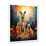Cute Kangaroo Flower Oasis - Kangaroo Framed Canvas Art