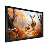 Wild Deer Golden Flower Kingdom - Deer Living Room Wall Art