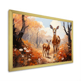 Wild Deer Golden Flower Kingdom - Deer Living Room Wall Art