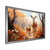Wild Deer Golden Flower Kingdom - Deer Living Room Wall Art