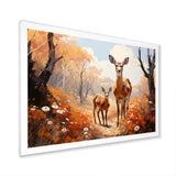 Wild Deer Golden Flower Kingdom - Deer Living Room Wall Art