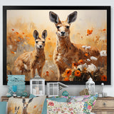 Kangaroo Golden Blooms Outback - Kangaroo Bedroom Wall Art