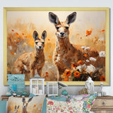 Kangaroo Golden Blooms Outback - Kangaroo Bedroom Wall Art