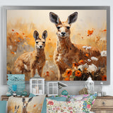 Kangaroo Golden Blooms Outback - Kangaroo Bedroom Wall Art