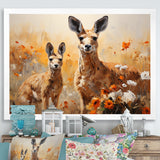 Kangaroo Golden Blooms Outback - Kangaroo Bedroom Wall Art