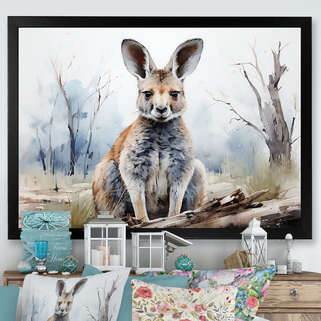 Minimalism Kangaroo Portrait - Kangaroo Canvas Wall Art