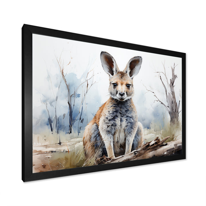 Minimalism Kangaroo Portrait - Kangaroo Canvas Wall Art