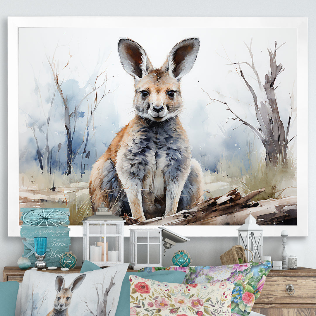 Minimalism Kangaroo Portrait - Kangaroo Canvas Wall Art