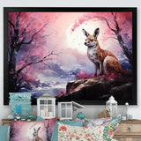 Moonlight Kangaroo Landscape - Pink Kangaroo Wall Art